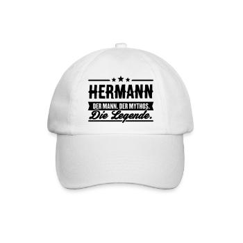 Mann Mythos Legende Hermann - Baseballkappe - Weiß/Weiß - Vorne