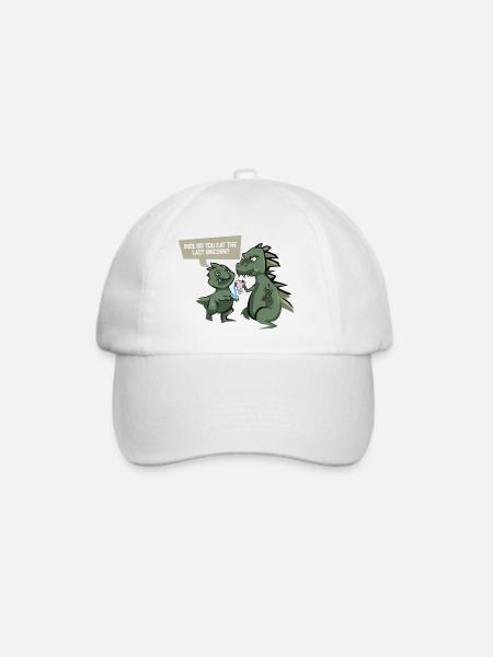 Lustiges Dinosaurierhemd - letztes Einhorn - - Baseballkappe - Weiß/Weiß