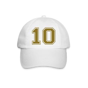 nummer - 10 - Baseballkappe - Weiß/Weiß - Vorne