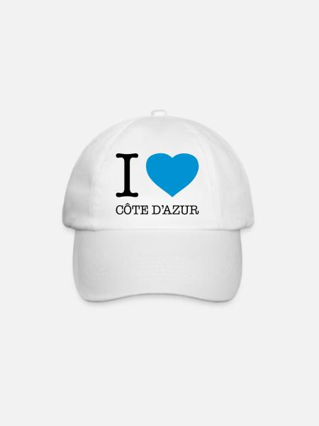 I LOVE COTE D'AZUR France Frankreich - Baseballkappe - Weiß/Weiß