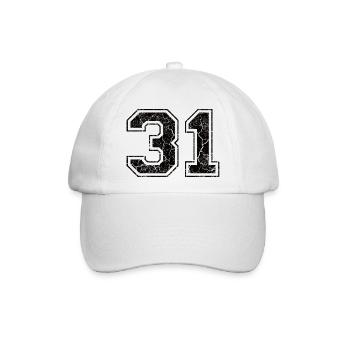 Zahl 31 im Used Look - Baseballkappe - Weiß/Weiß - Vorne