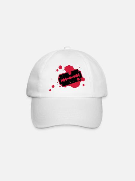 Rasierklinge mit Blut - Baseballkappe - Weiß/Weiß