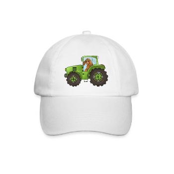 Hund mit Trecker - Baseballkappe - Weiß/Weiß - Vorne