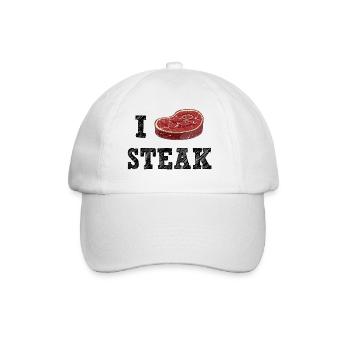 I Love Steak - Baseballkappe - Weiß/Weiß - Vorne
