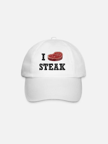 I Love Steak - Baseballkappe - Weiß/Weiß