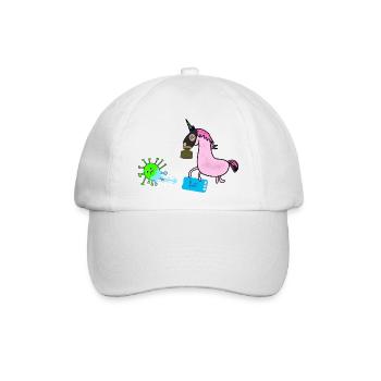 Corona Maske Einhorn Virus Desinfektion - Baseballkappe - Weiß/Weiß - Vorne