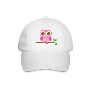 Nette rosa Eule auf Zweig - Baseballkappe - Weiß/Weiß - Vorne