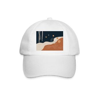 Abstract Go with the Flow 1 in Navy und Ocker - Baseballkappe - Weiß/Weiß - Vorne