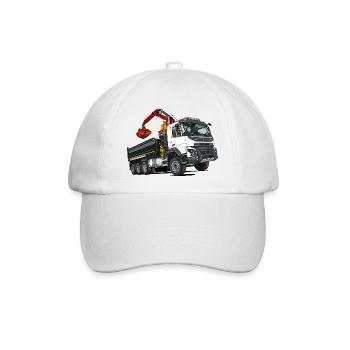 LKW mit Kran - Baseballkappe - Weiß/Weiß - Vorne