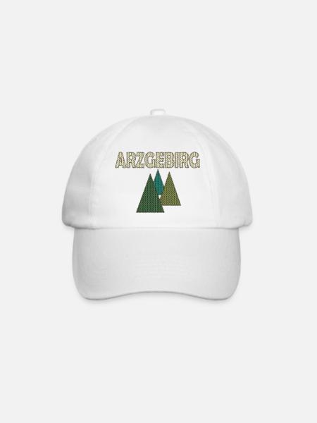 Winter im Erzgebirge - Druckdesign im Maschenlook - Baseballkappe - Weiß/Weiß