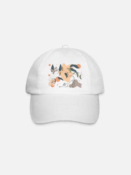 Frühling, Katze und Blumen - Baseballkappe - Weiß/Weiß