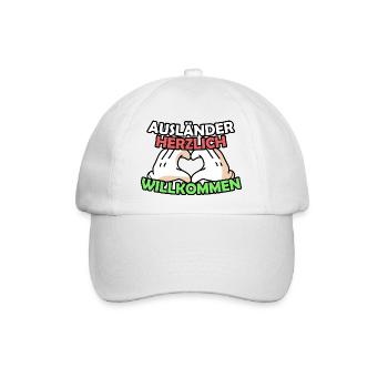 Ausländer Herzlich Willkommen Gegen Rassismus - Baseballkappe - Weiß/Weiß - Vorne