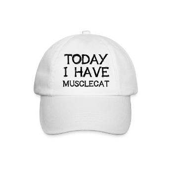 Today I Have Musclecat Lustiges Denglisch Geschenk - Baseballkappe - Weiß/Weiß - Vorne