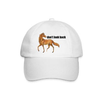 Pferd Schriftzug "don't look back" - dunkel - Baseballkappe - Weiß/Weiß - Vorne