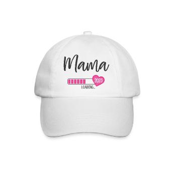 Mama Loading 2023 Herz Mädchen Rosa Werdende Mama - Baseballkappe - Weiß/Weiß - Vorne