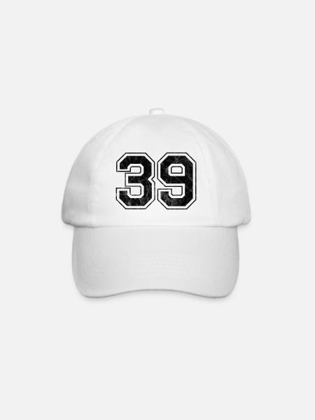 Anzahl 39 - Baseballkappe - Weiß/Weiß