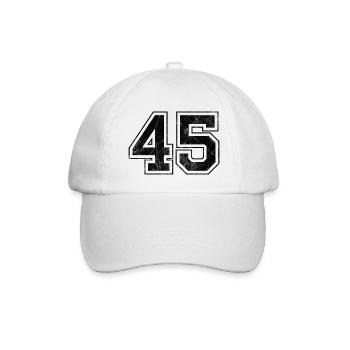 Anzahl 45 - Baseballkappe - Weiß/Weiß - Vorne