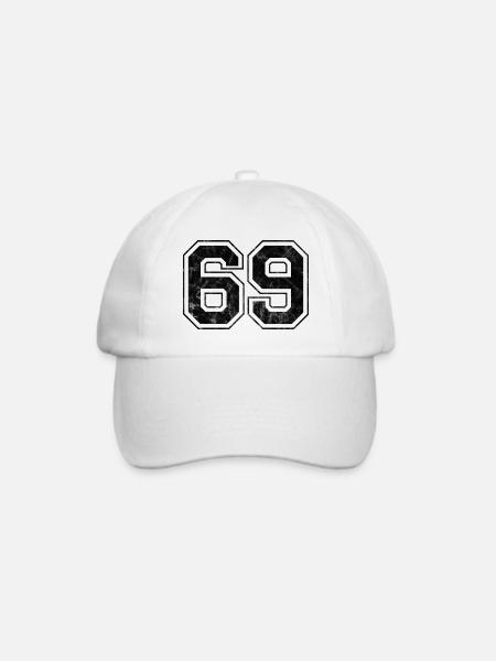 Anzahl 69 - Baseballkappe - Weiß/Weiß