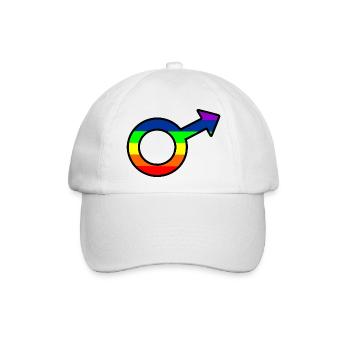 Gender Man Logo mit Regenbogen - Baseballkappe - Weiß/Weiß - Vorne