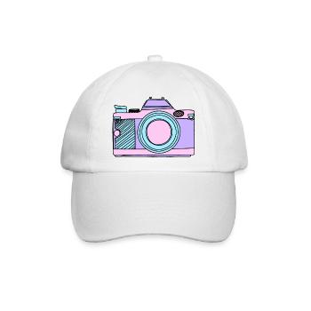 Kamera in pastellfarbenen Einhornfarben Foto - Baseballkappe - Weiß/Weiß - Vorne