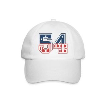 Nummer 54 USA - Baseballkappe - Weiß/Weiß - Vorne