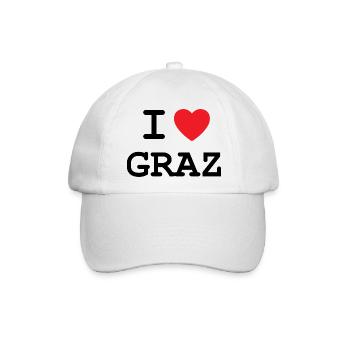 I Love Graz - Ich liebe Graz - Baseballkappe - Weiß/Weiß - Vorne