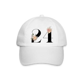 Blumen zum 24-jährigen Jubiläum (Geschenk von 24 Jahren) - Baseballkappe - Weiß/Weiß - Vorne
