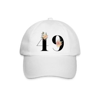Blumen zum 49-jährigen Jubiläum (Geschenk von 49 Jahren) - Baseballkappe - Weiß/Weiß - Vorne
