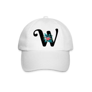 Buchstabe W geblüht - Baseballkappe - Weiß/Weiß - Vorne