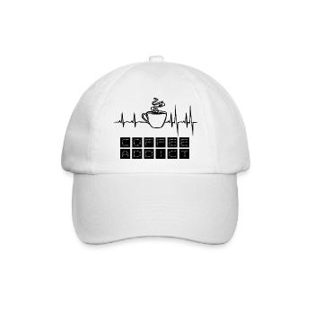 Herzschlag EKG Kaffee Puls Café Coffein Geschenk - Baseballkappe - Weiß/Weiß - Vorne