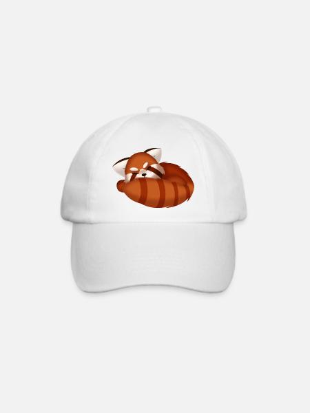 Roter Panda, schlafend - Baseballkappe - Weiß/Weiß