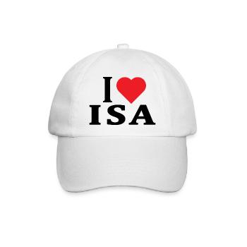 T-Shirt I love Isa T-Shirt Geschenkidee - Baseballkappe - Weiß/Weiß - Vorne