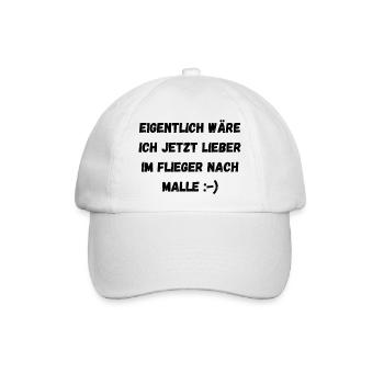 Partyspruch für Malle, Karneval ect. - Kostümidee - Baseballkappe - Weiß/Weiß - Vorne