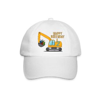 Bagger Kinder Happy Birthday 2 - Baseballkappe - Weiß/Weiß - Vorne