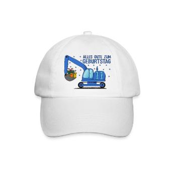 Bagger Kinder 11. Geburtstag Alles Gute Blau - Baseballkappe - Weiß/Weiß - Vorne
