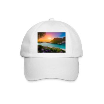 Liebe zur Natur - Sonnenuntergang - Baseballkappe - Weiß/Weiß - Vorne