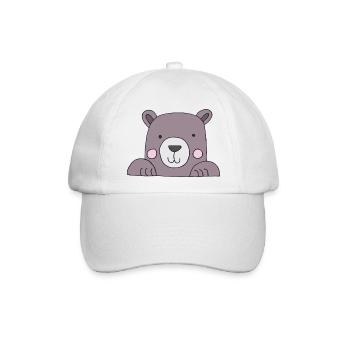 bär kopf süss - Baseballkappe - Weiß/Weiß - Vorne