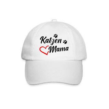 Katzenmama - Baseballkappe - Weiß/Weiß - Vorne