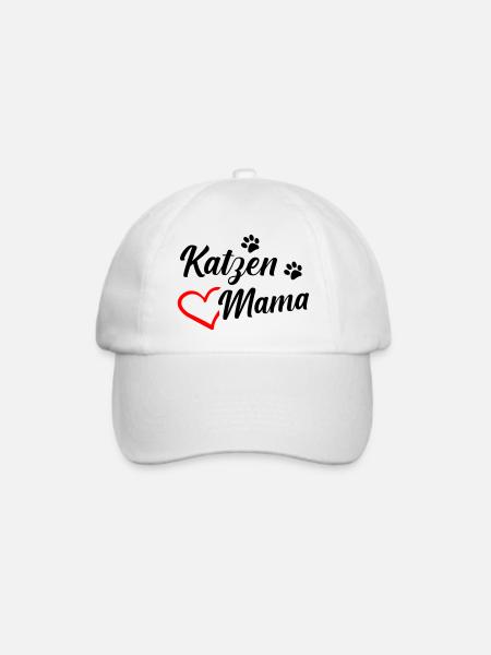 Katzenmama - Baseballkappe - Weiß/Weiß