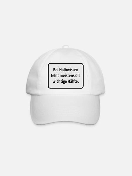 Halbwissen Humor, Lustige Sprüche - Baseballkappe - Weiß/Weiß