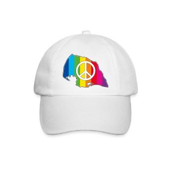 Insel Fehmarn Love Peace Rainbow - Baseballkappe - Weiß/Weiß - Vorne
