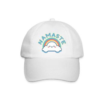 Namaste! Happy Regenbogen, personalisierbar - Baseballkappe - Weiß/Weiß - Vorne