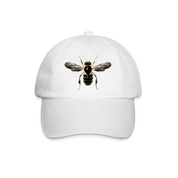 Detailreiche Bienenillustration auf Textilien - Baseballkappe - Weiß/Weiß - Vorne