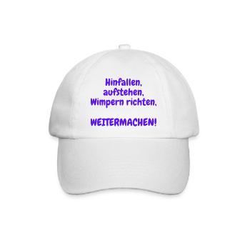Hinfallen, aufstehen, Wimpern richten - Baseballkappe - Weiß/Weiß - Vorne