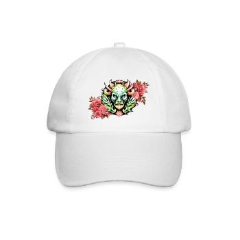Mysteriöse bunte Kreatur mit Blumen. - Baseballkappe - Weiß/Weiß - Vorne
