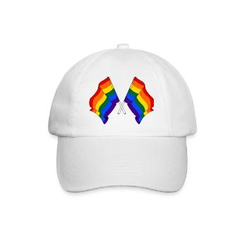 Zwei Regenbogenfahnen - Baseballkappe - Weiß/Weiß - Vorne