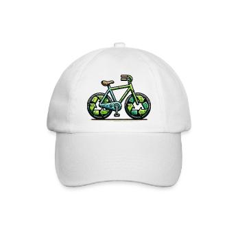 Nachhaltiges Radfahren 🚲♻️ - Baseballkappe - Weiß/Weiß - Vorne