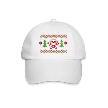 Lebkuchenmann Sugar Skull Muster für Weihnachten - Baseballkappe - Weiß/Weiß - Vorne