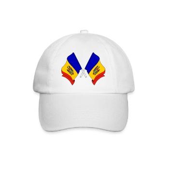Zwei Flaggen Moldawien - Baseballkappe - Weiß/Weiß - Vorne