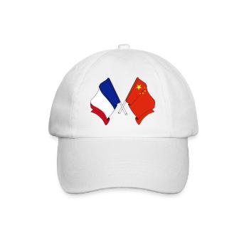 Flagge von Frankreich und Flagge China - Baseballkappe - Weiß/Weiß - Vorne
